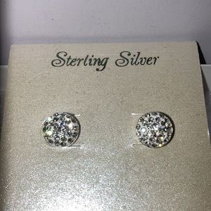 NWT Sterling Silver with crystal stud earrings